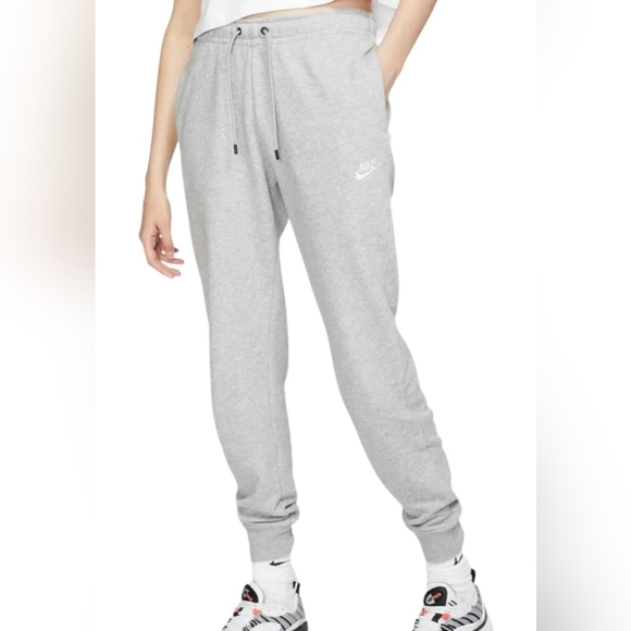 Nike womens sportswear essential fleece gray sweatpants - Picture 2 of 7